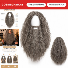 Gray Wizard Costume Wig with Fake Beard  Mustache Set for Adults - Fantasy Dres