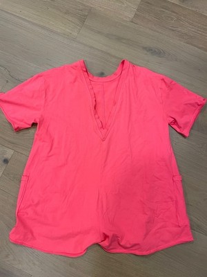 Free People Movement Hot Shot Tee Romper Medium Coral GUC