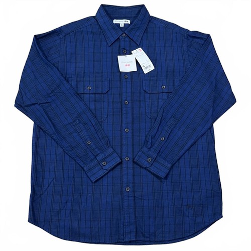 NWT Uniqlo Mens JW Anderson Flannel Checked Long Sleeve Shirt Blue Size XL