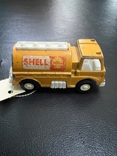 Vintage 1970 Tootsie Toy Shell Oil Yellow Tanker Truck Made In USA