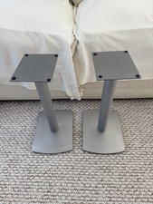 Pair of Silver Metal Speaker Stands, Hi-Fi Bookshelf Speaker Floor Stands 45cm