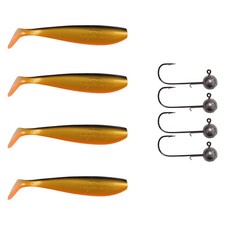 4x Fox Rage Firefly Pro Shad+ 4x Pamchion Lead Heads Set 8-Piece Gold