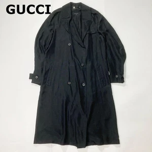 Manteau trench vintage GUCCI en soie XL noir pour femme authentique (du Japon)