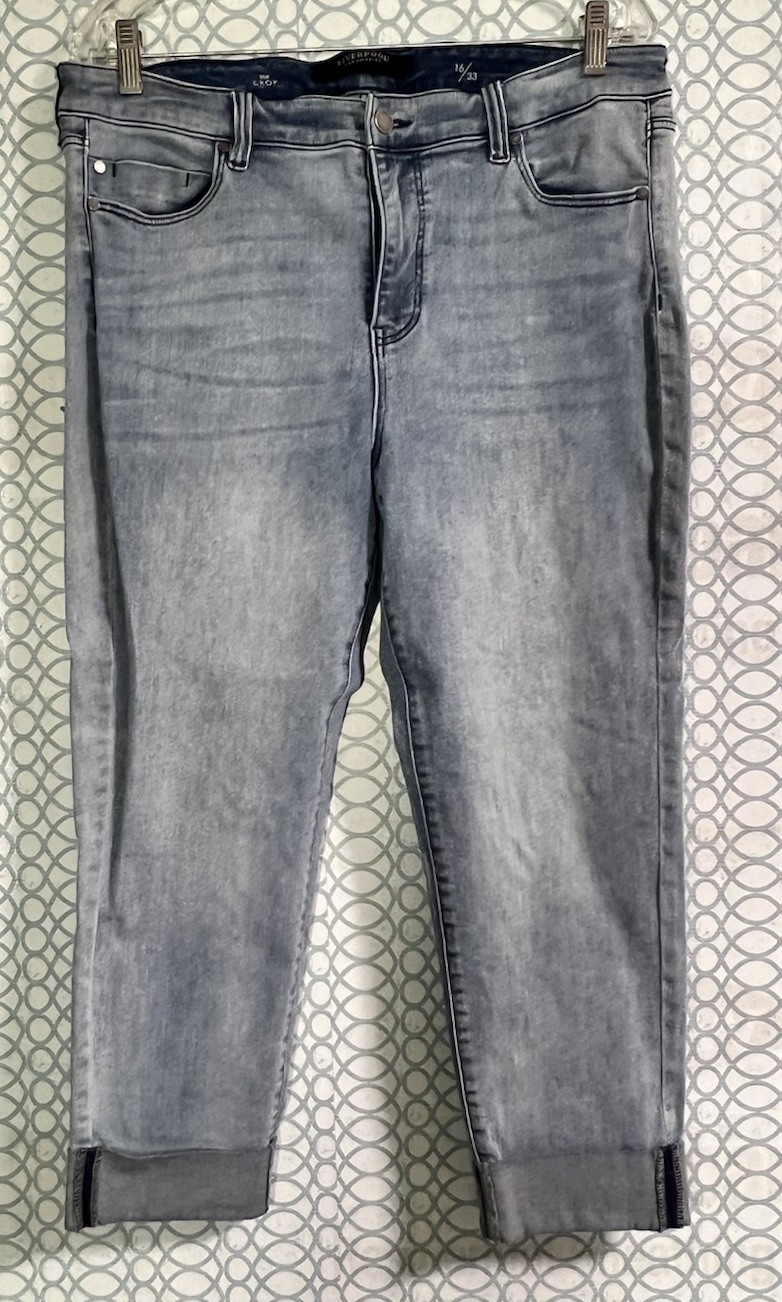 Liverpool Los Angeles Jeans Women's The Crop Stretch Denim Sz 16 / 33 Acid Wash