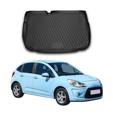 Kofferraummatte Kofferraumwanne für Citroen C3 2009-2016 Gummi TPE Schwarz