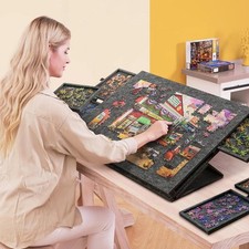 Felt Jigsaw Puzzle Board Portable Puzzle Storage Table w/ 6 Slid Drawer 1000pcs