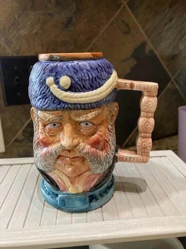Vintage Royal Daulton Ex Large 9" tall Toby Jug Mug Stein Russian Blue Mustache