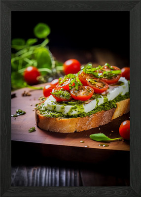 Brot Tomate Mozzarella Gerahmtes Wandbild Poster Leinwanddruck Bild