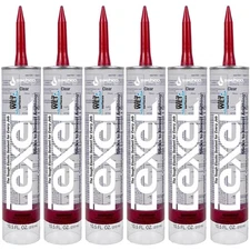 Sashco Lexel 6 Pack 10.5 oz Kitchen Bath Clear Paintable Adhesive Caulk - 13010