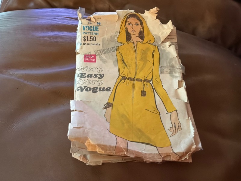 Vintage Vogue Pattern,#7658  Size 12/34/36  Dress with hood. 6 pieces.  Cut