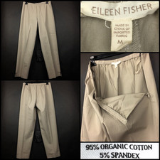 Eileen Fisher Womens Medium Brown Organic Cotton Stretch Pants Slim Leg Trousers