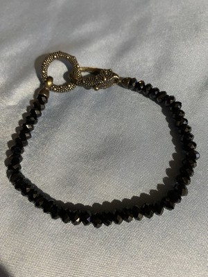 Michael Dawkins Sterling Elegant Black Beaded Bracelet 7.5 inch Antique Look