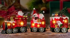 Santa gnome light up train decoration new 
