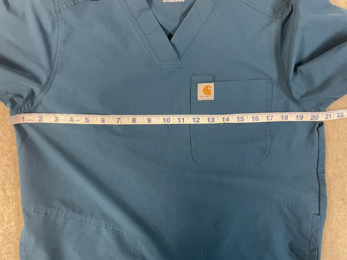 Carhartt Womens Force Multi Pocket V-Neck Scrub Modern Fit Shirt Turquoise Sz SM - Picture 10 of 14