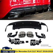 Heckdiffusor Glanz f&uuml;r Mercedes CLA C117 W117 16-19 Schwarz Endrohre Heckansatz