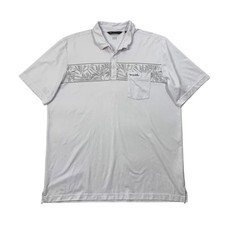 Travis Mathew Polo Shirt Mens XXL 2XL White Grey Floral Printed Pocket Golf