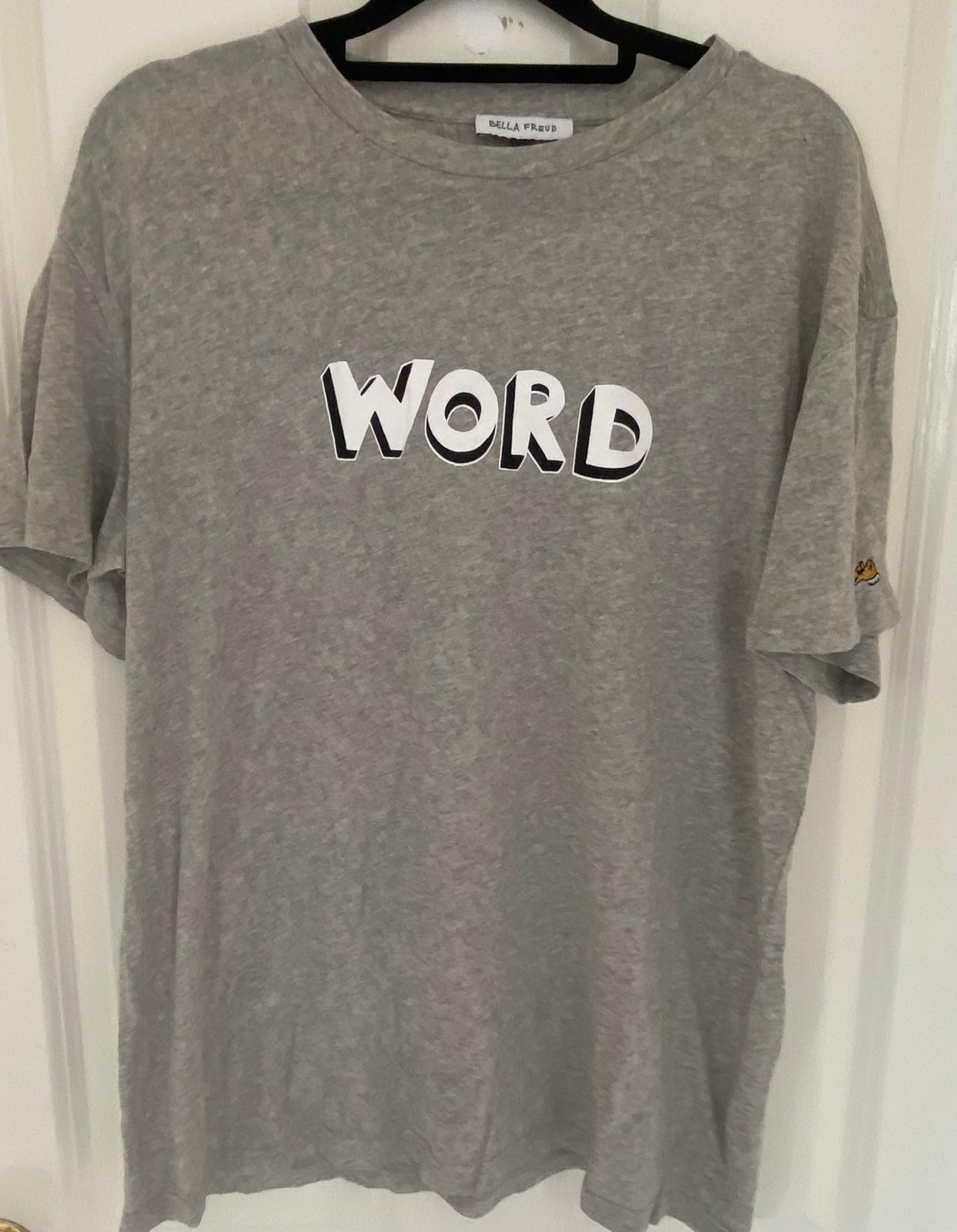 Bella Freud “WORD” T-Shirt | Grey | Size Medium | Excellent Condition