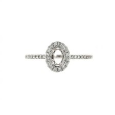6x4mm Oval Semi Mount Solitaire Halo Ring 925 Sterling Silver Wedding Gift Ring