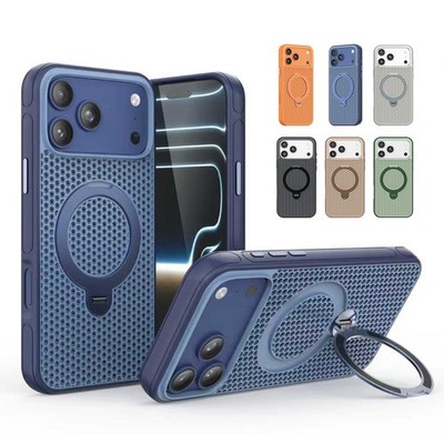 Cooling Mesh Mag Safe Case w/ 360 Stand For iPhone 17 Pro Max 16 15 14 13 12 11