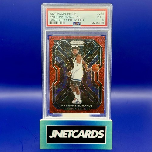 2020 PANINI PRIZM #258 ANTHONY EDWARDS RC ROOKIE FAST BREAK PRIZM-RED /125 PSA 9