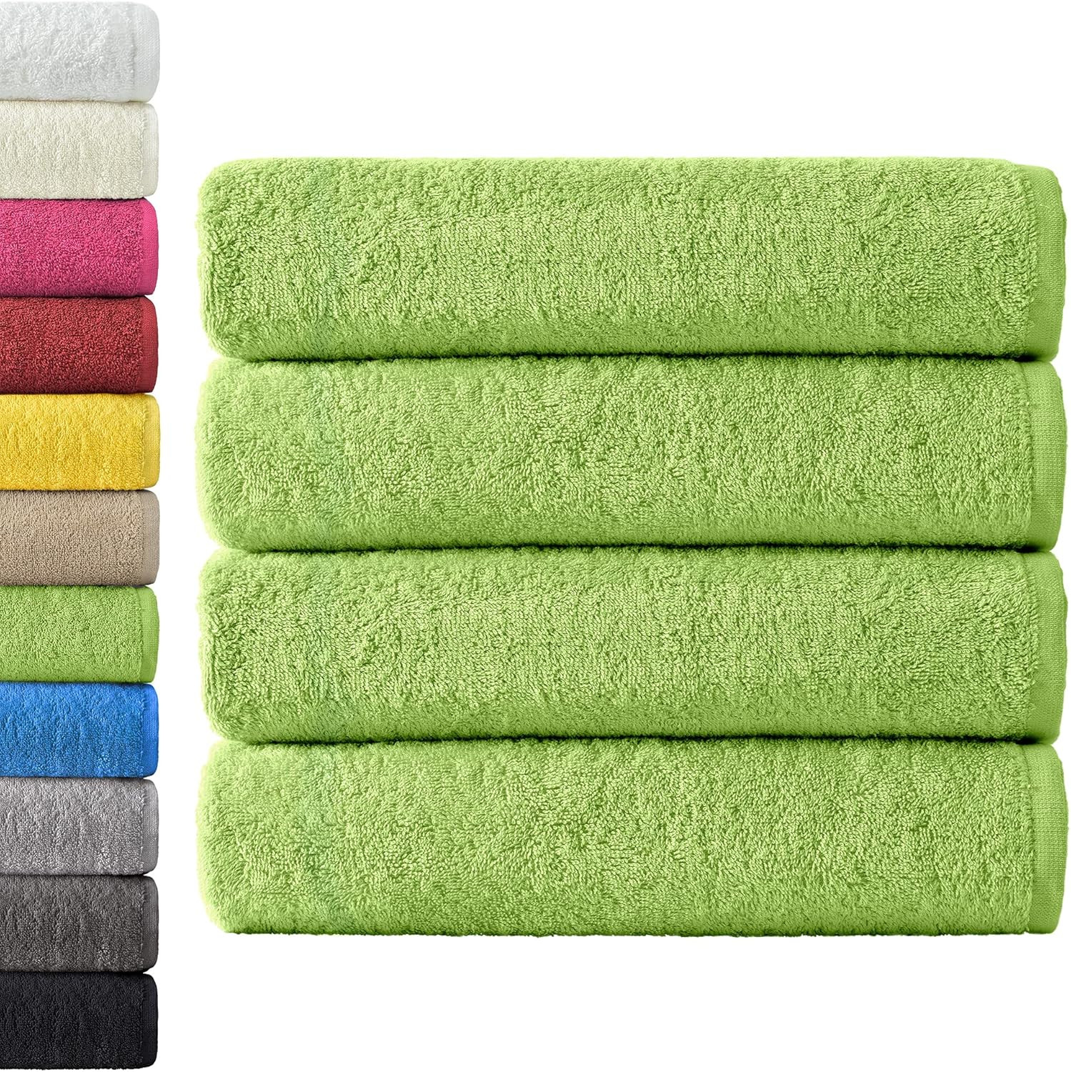 Set 4 Asciugamani Doccia per Famiglia 100% Cotone 70x140 cm