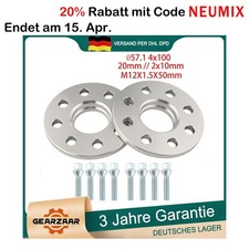 20mm 2x10mm Spurverbreiterung Radschrauben 4x100 Ø57,1 Spurplatten für VW