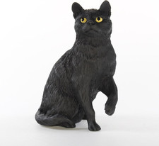 Elegant Shorthair Black Cat Figurine for Home Decor