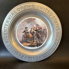 Vintage Pewter bicentennial Plate, The Spirit Of ‘76, Craft American, Bon Chef