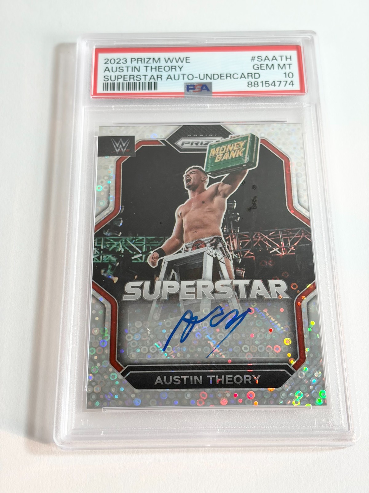 Austin Theory Superstar Auto Undercard 2023 Panini Prizm WWE Graded PSA 10 view 2