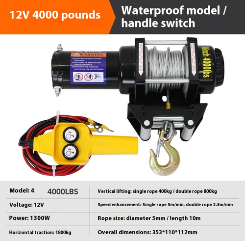 Verricello Elettrico 12v24v Auto Piccola Gru Fuoristrada con Autosoccorso - Foto 31 di 34