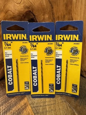 IRWIN 7/64'' Cobalt Drill Bits #3016007 Lot of 3 2.7mm Hardened Steel Split Point