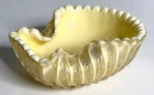 Vintage MURANO GLASS Organic SHELL BOWL Aventurine Ruffled Edge ART ITALY