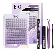 B&Q Flora Lash Clusters Kit Natural Lashes Clusters Invisible Band 144 pcs Manga
