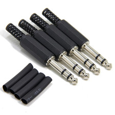4-Pack 1/4 Inch Stereo Plug, Solder Type Cost-Effective Plastic 6.35Mm TRS Phone