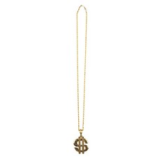 00633 Necklace Dollar, Chain with Dollar Sign, Gold, Gangster Look, MafiaBo...