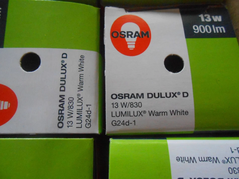 10 X Osram Dulux D 13W 830 G24D-1 Warm White Energy Saving Lamp - Image 2 of 4