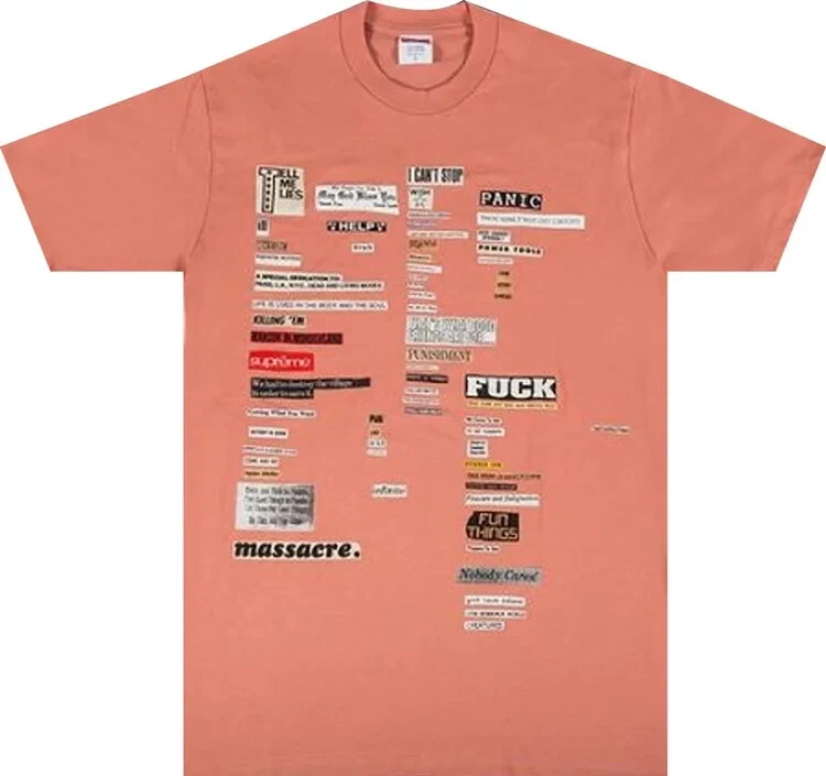 T shirt Supreme Cutouts couleur rose terra cotta taille S rare soudure rapide
