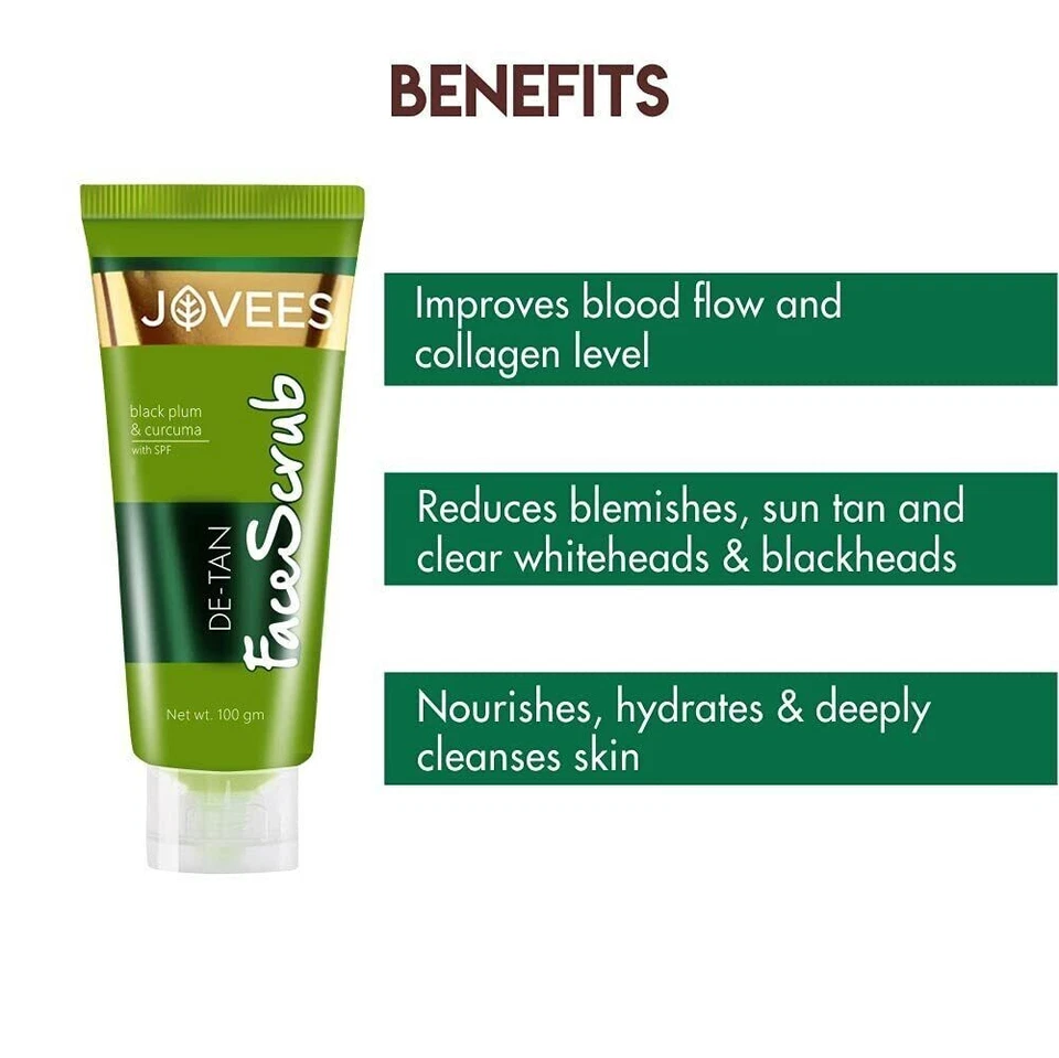 Jovees Herbal De-Tan Face Scrub For Tan Removal, 100g All Skin Types, free shipp - Image 3 of 4