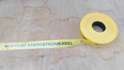 Kabelwarnband,  ''Achtung Starkstromkabel'', 20 Meter, 19 Cent / m, Briefversand