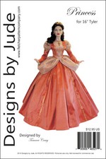 Princess Doll Clothes Sewing Pattern for 16" Tyler Dolls Tonner