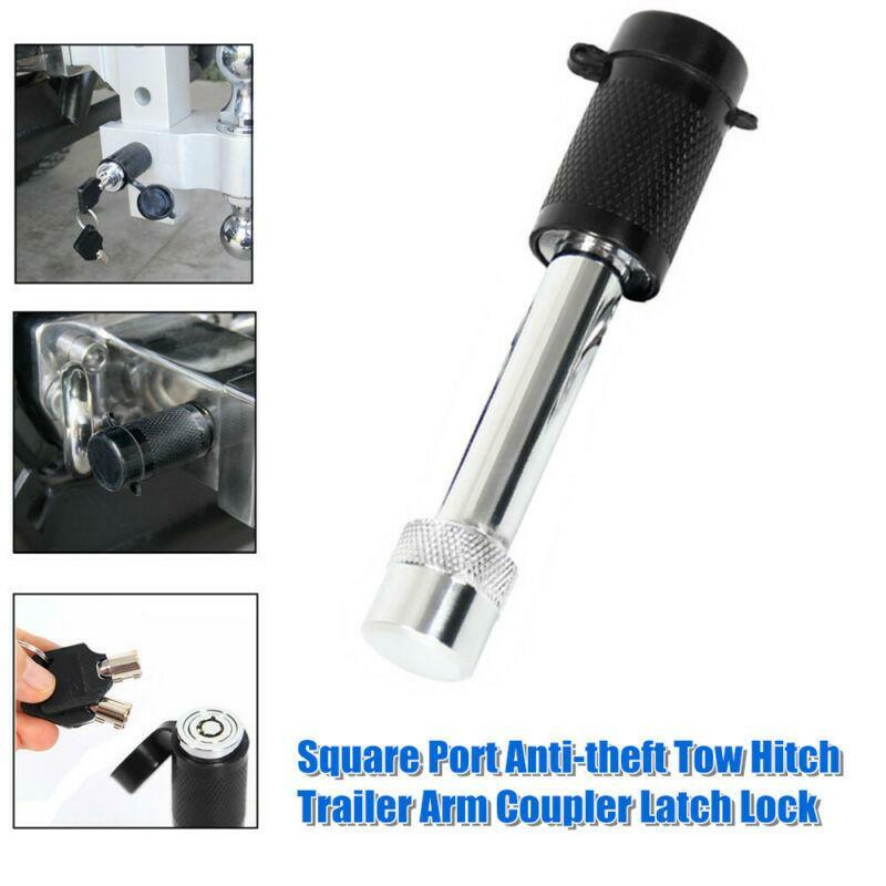 Car RV Square Port Anti-theft Tow Hitch Pin Trailer Arm Coupler Latch Lock w/Key