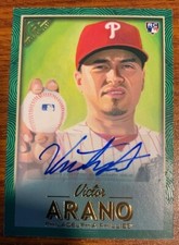2018 Topps Gallery Autographs Green 136 Victor Arano Philadelphia Phillies 62/99