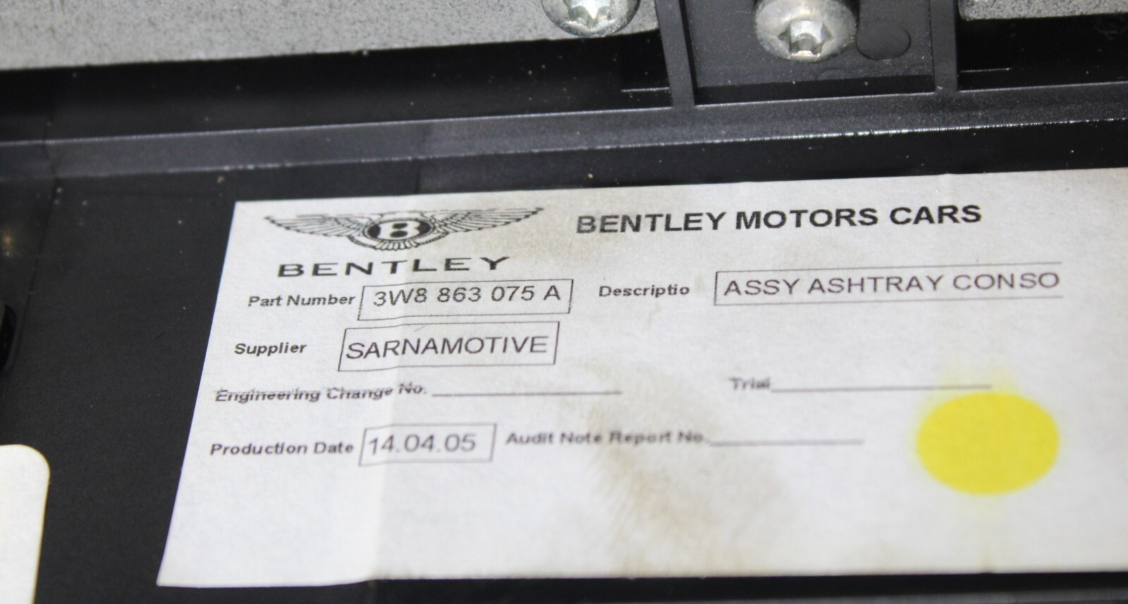 2003 - 2010 BENTLEY CONTINENTAL CENTER CONSOLE REAR TRIM PANEL & AIR VENT OEM