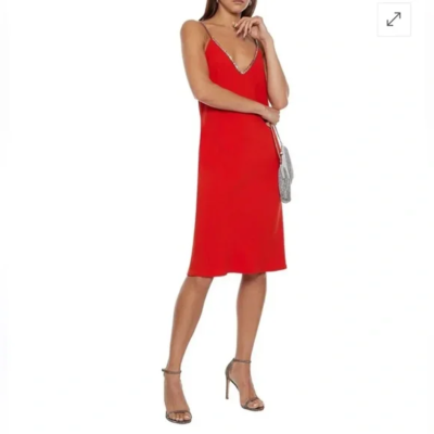 knee length dresses for ladies Bebe Women's Foiled Bandage Plunge Neck Midi Dress