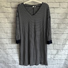 PREOWNED GAP LONG SLEEVE V NECK NAVY BLUE STRIPED DRESS WOMENS XL
