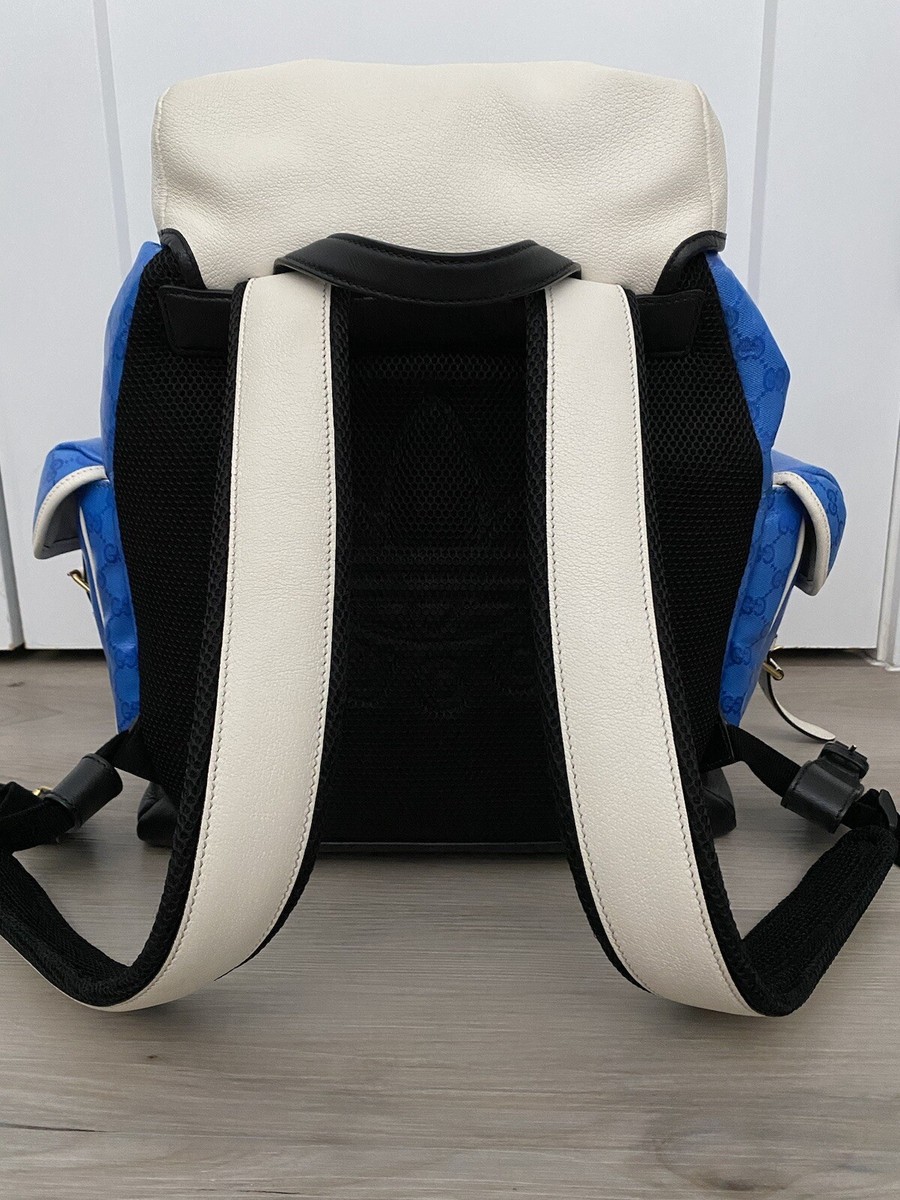 blue and white backpack leather Personalized with Side Pockets, Not Personalized Our Classic Backpack in Vintage Blue can comfortably accommodate an A4 pad and a 13 laptop Women's leather backpack M26427 by