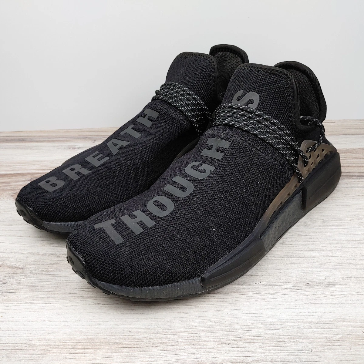 ADIDAS HU NMD PHARRELL WILLIAMS HUMAN RACE 3M TRIPLE BLACK MENS SIZE 7  (GX2487)