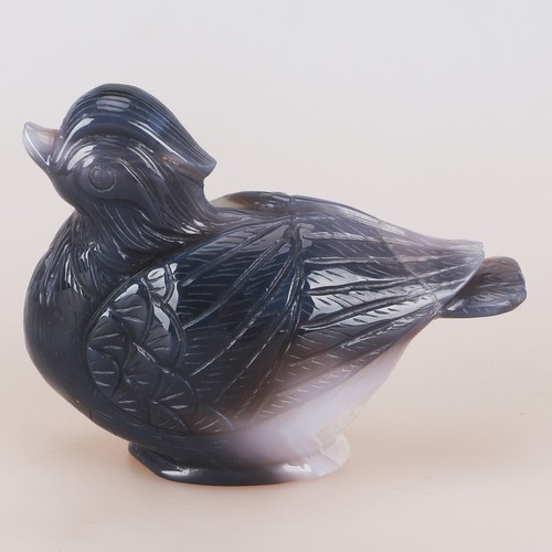 5.1" Natural Geode Agate Quartz Crystal Hand Carved Mandarin Duck Carving 680g - Picture 5 of 8
