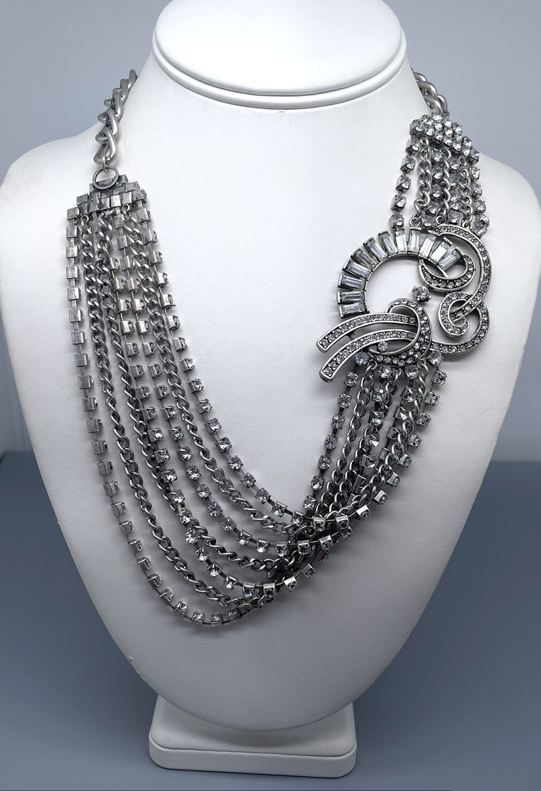 Robert Rose Cable Chain Rhinestone Statement Neck… - image 1