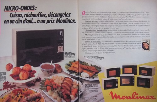 WERBUNG 1985 MOULINEX MIKROWELLE KOCHEN HEIZEN AUFTAUEN - ADVERTISING